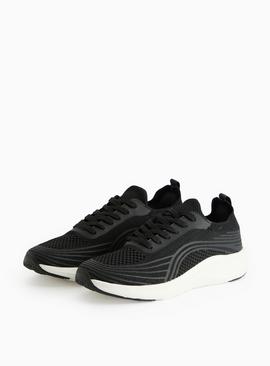 Active Black Knitted Lace-Up Trainers