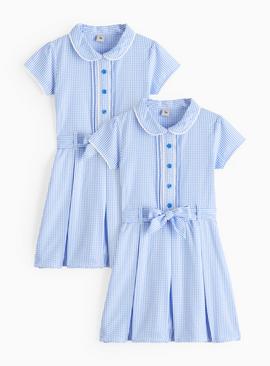 2 Pack Classic Blue 'Dress with Ease' Gingham Dress