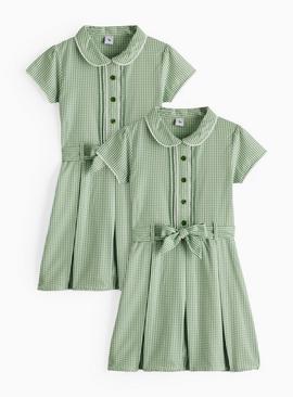 2 Pack Classic Green 'Dress with Ease' Gingham Dress