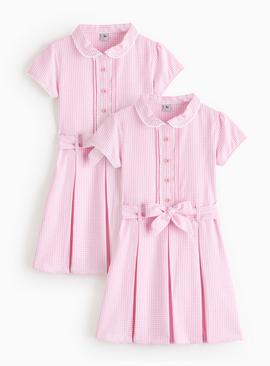 2 Pack Classic Pink 'Dress with Ease' Gingham Dress