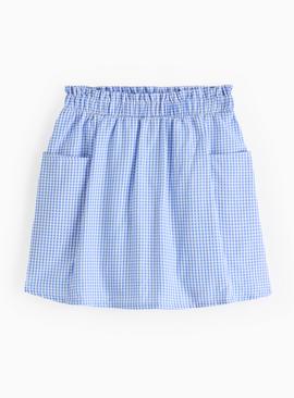 2-in-1 Blue Gingham Print Skort