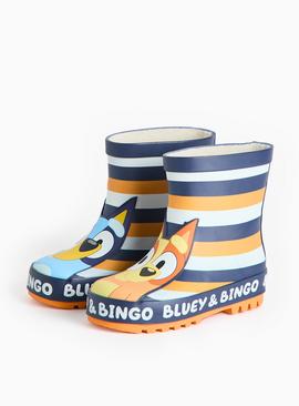 Bluey Stripe Character Print Rubber Wellies