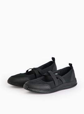 Black Twist Strap Active Ballerina Shoes