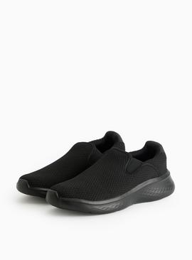 Black Slip-On Wedge Sole Trainers