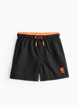 Black Neon Contrast Swim Shorts