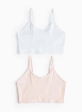 Pink & White Seamfree Ribbed Crop Top 2 Pack