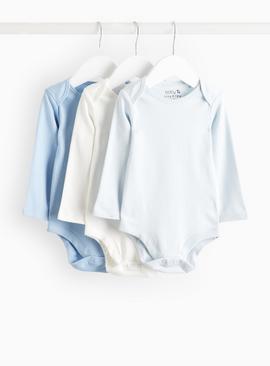 Blue Long Sleeve Bodysuits 3 Pack