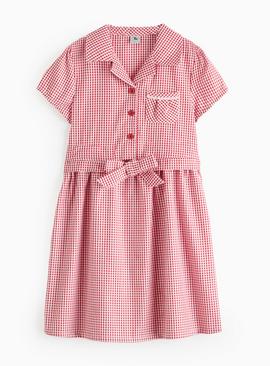 Red Tie Front Gingham Dress