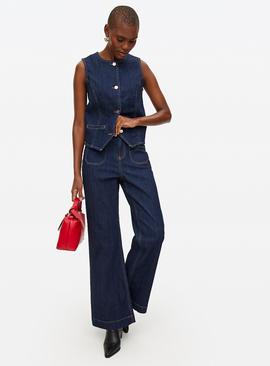 Dark Rinse Denim Pocket Co-ord Flared Jeans