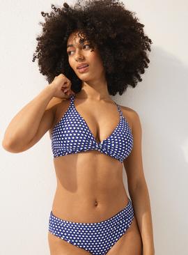 Blue Geo Twist Front Bikini Top