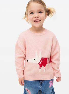 Tu X Scion Christmas Pink Mr Fox Knitted Jumper