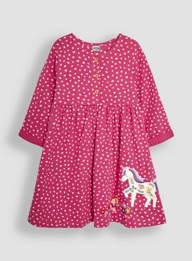 JOJO MAMAN BÉBÉ Unicorn Applique Button Front Dress