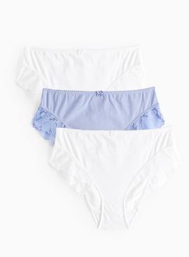 Cottonform™ White & Blue Lace Full Knickers 3 Pack