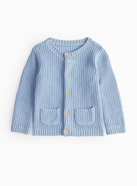 Blue Embroidered Little One Knit Cardigan