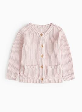 Pink Embroidered Little One Knit Cardigan