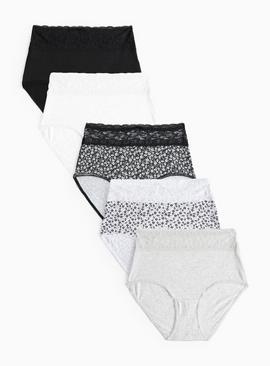 Mono Floral Comfort Lace Full Knickers 5 Pack