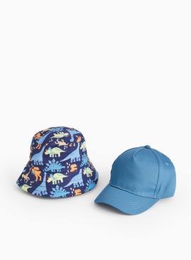 Blue Dino Bucket Hat & Cap 2 Pack