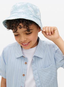 Blue Denim Palm Print