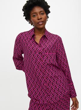 Purple Geometric Printed Relaxed Co-ord Shirt