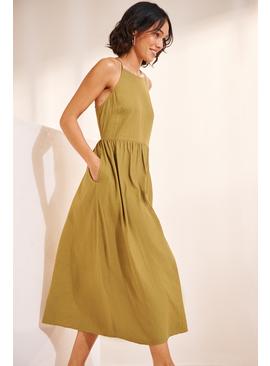 Khaki Linen Cami Dress
