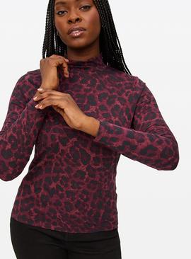 Leopard Print Modal High Neck Top