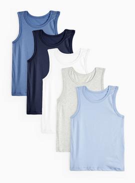 Blue Sleeveless Vests 5 Pack