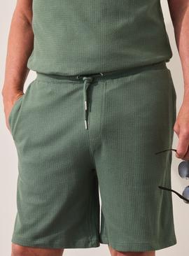 UNION WORKS Green Textured Co-ord Shorts