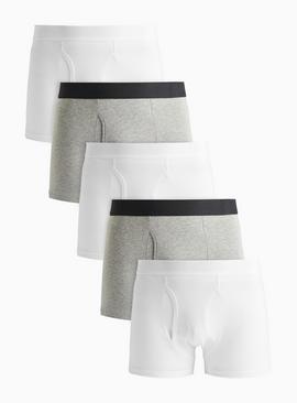 White & Grey Trunks 5 Pack