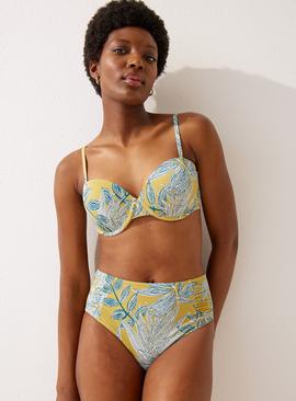 Yellow Leaf Printed Full Bikini Bottoms