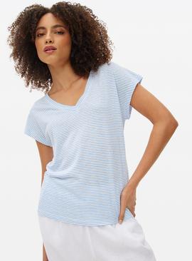 Linen Blend V Neck T-Shirt