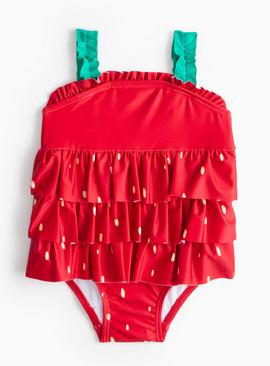 Red Strawberry Frill Swimsuit