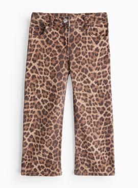 Leopard Print Wide-Leg Jeans