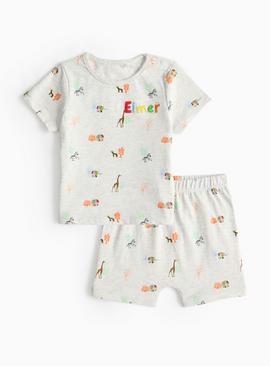 Grey Elmer Character Print Pyjama Set 9-12 months