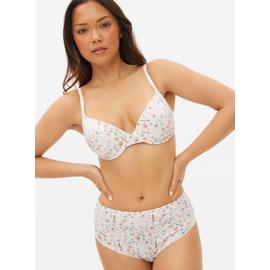 White Floral Print High Leg Knickers