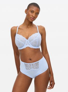 DD+ Blue Floral Lace Mesh Underwired Bra
