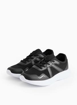 Black Knitted Sports Trainers