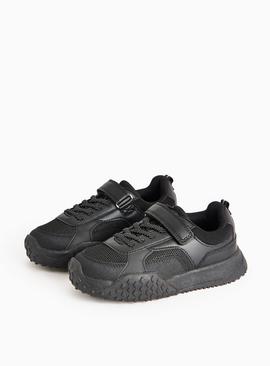 Faux Leather Panel Retro Style Trainers