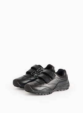 Black Leather Twin Strap Shoes