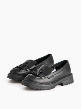 Faux Leather Chunky Sole Tassel School Loafers
