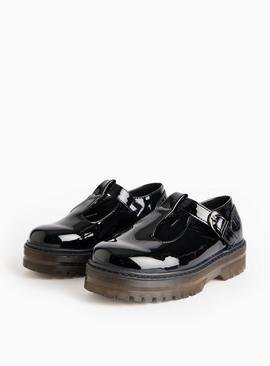 Patent T-Bar Chunky Sole School Shoes