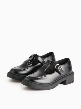 Faux Leather T-Bar Chunky Sole School Shoes