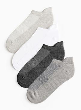 Grey Cushioned Sole Trainer Socks 4 Pack