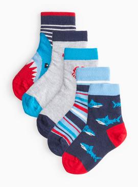 Shark Printed Ankle Socks 5 Pack