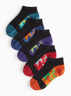 Black Camo Footbed Trainer Socks 5 Pack