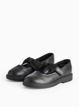 Faux Leather Bow Mary-Jane School Shoes