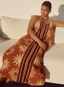 Sun Printed Strappy Midaxi Dress
