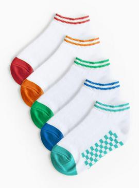 Chequered Footbed Trainer Socks 5 Pack