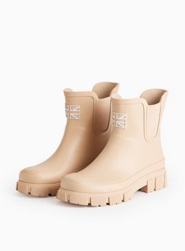 Beige Ankle Length Rubber Wellies