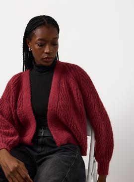 Cropped Cable Knit Cardigan