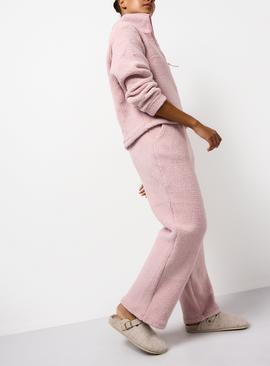 Pink Fleece Co-ord Wide Leg Pyjama Bottoms